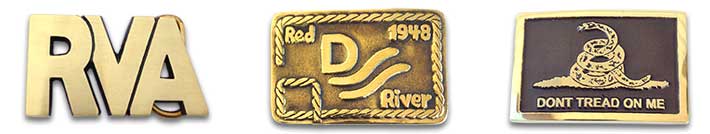 Modern buckles; RVA, Red River, Don't Tread On Me, etc.